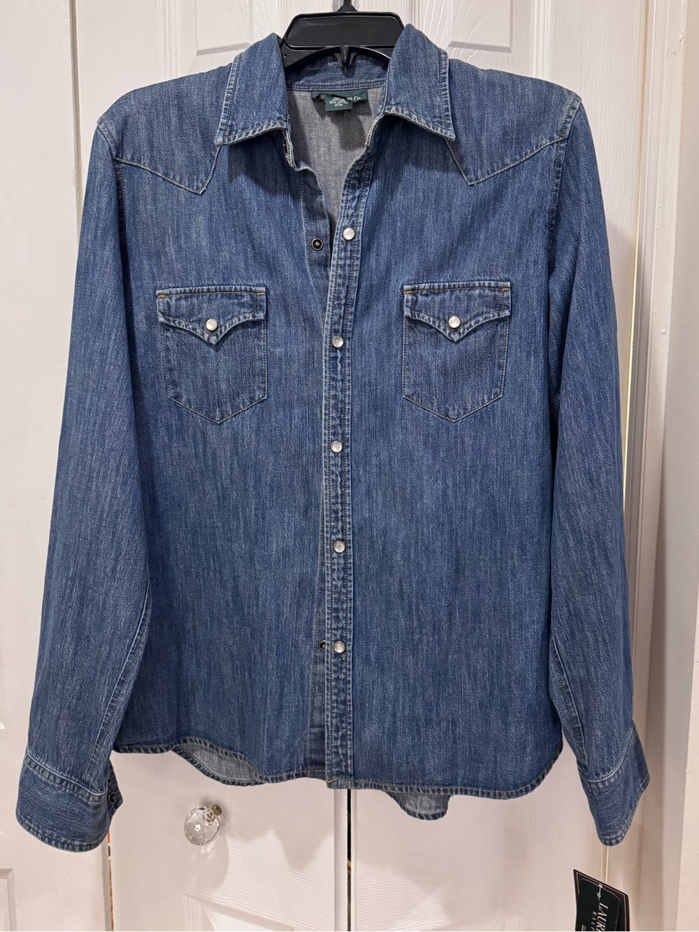 Lauren Ralph Lauren Women's 14 Western Denim Snap Blouse